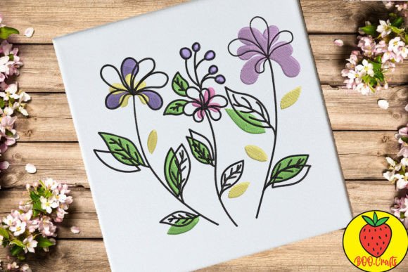 Doodle Flowers with Leaves for Boutique Apparel