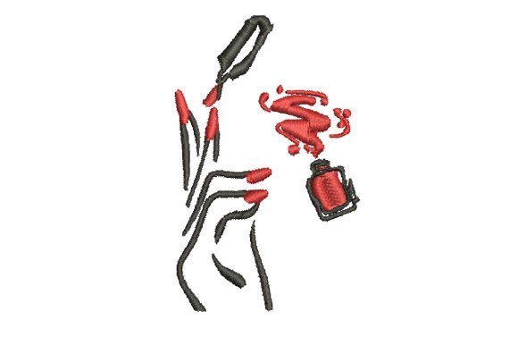 Girl Red Nail Polish: A Bold Embroidery Pick for Etsy